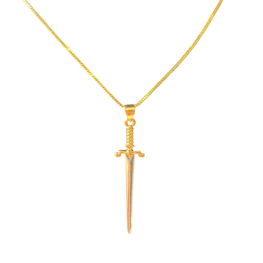 Elegant Gold Sword Pendant Necklace gold filled